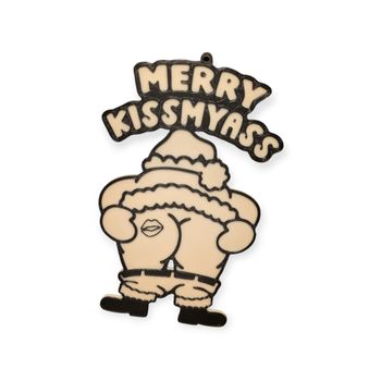 Décoration de sapin humoristique – “Merry Kissmyass”