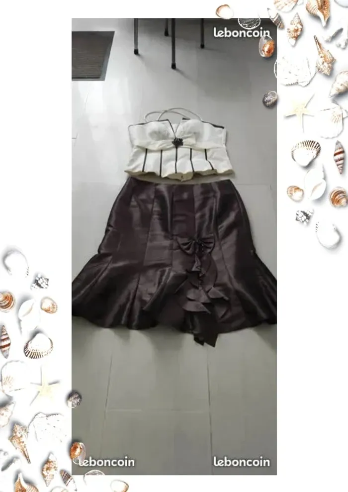 superbe tenue de soirée composée Bustier à bretelles et la jupe marron taille 44 - photo numéro 2
