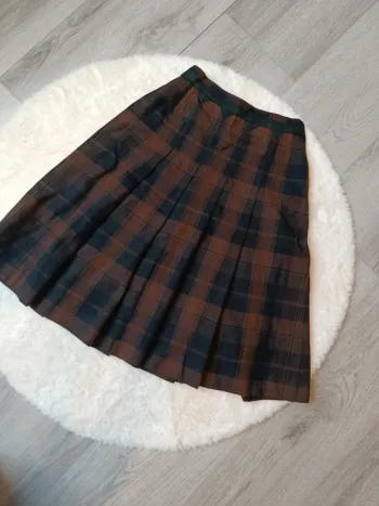 Jupe vintage plissée à carreaux en laine – Jobis – Taille 36