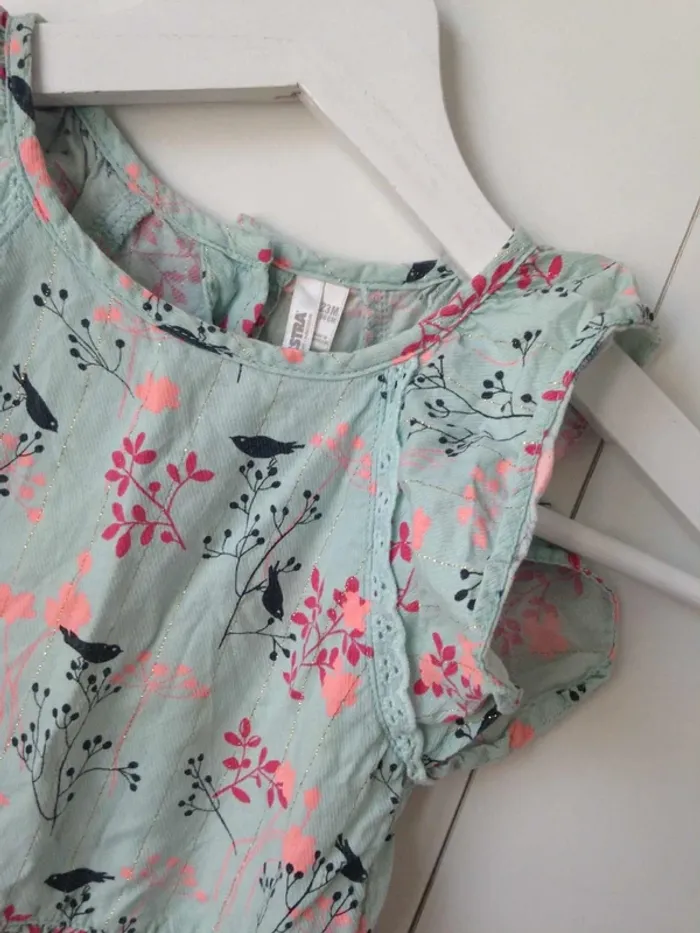 Combi-short col rond sans manches fleuries oiseaux 24mois 86cm Orchestra - photo numéro 3