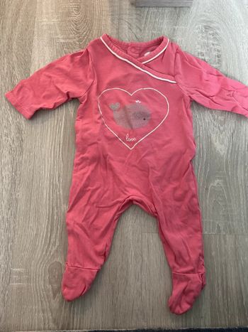 Pyjama fin obaibi 1 mois coton rose fille