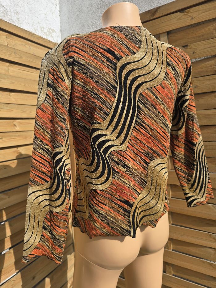 Blouse manche 3/4 imprimé 🍒vintage 70 Niki fabriqué en France m🍒taille 38 - photo numéro 4