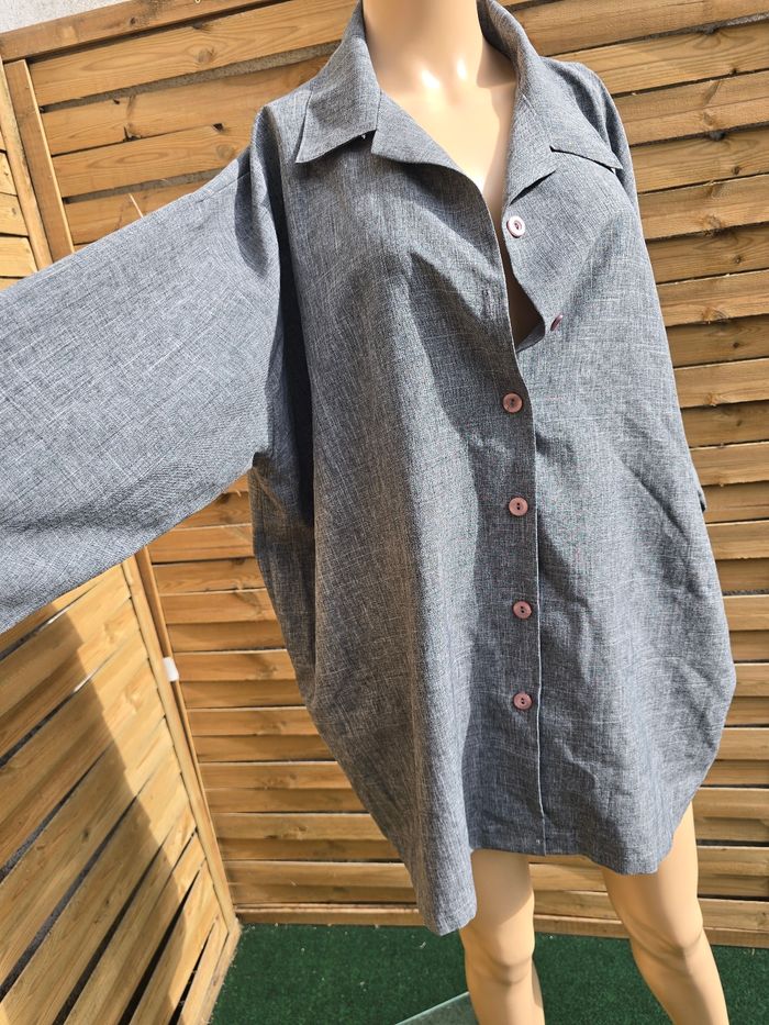 Chemise tunique grande taille oversize 🍒vintage 80 fabriqué en France🍒taille 50/52 - photo numéro 3