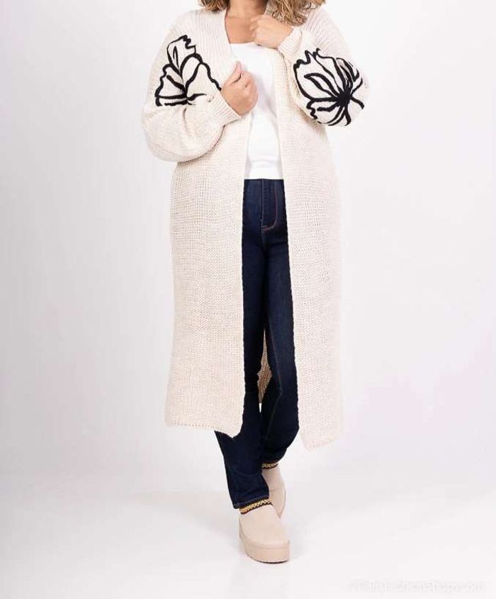 Cardigan long gilet maxi en grosses mailles pour femme - photo numéro 5
