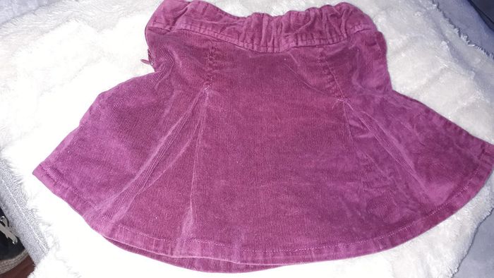 Jupe velours violet rose Vinyl Fraise 5 ans boutons fermeture - photo numéro 3