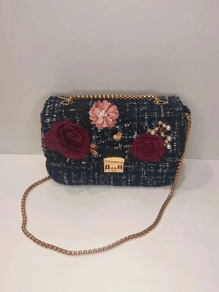 Sac à main en tweed bleu foncé Max & Enjoy