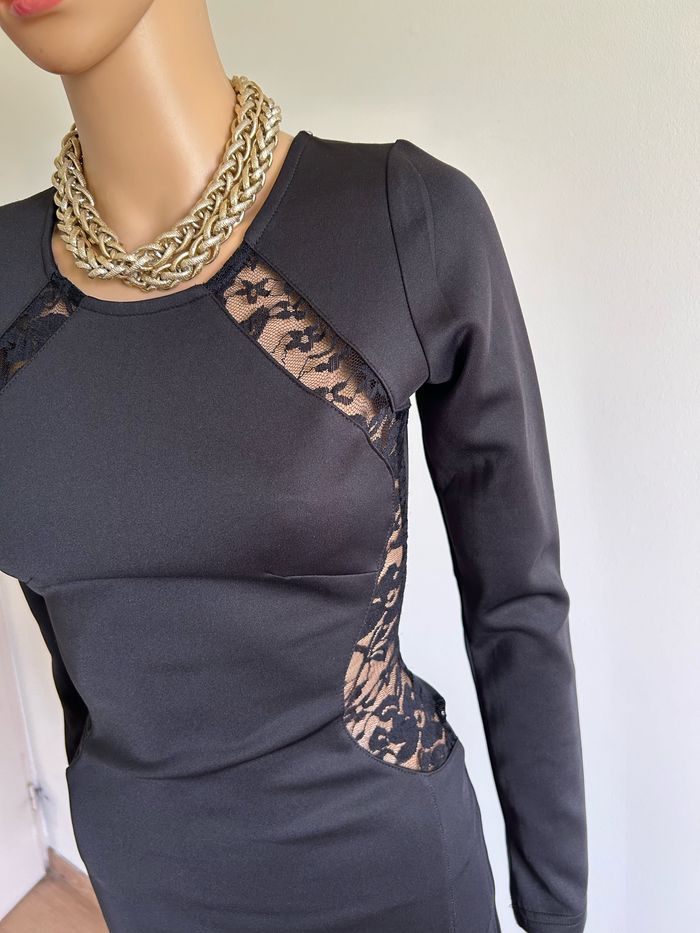 Robe noire mi longue neuve avec dentelle Chic by Lirette taille S - photo numéro 4