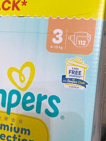 112 couches Pampers taille 3 premuim