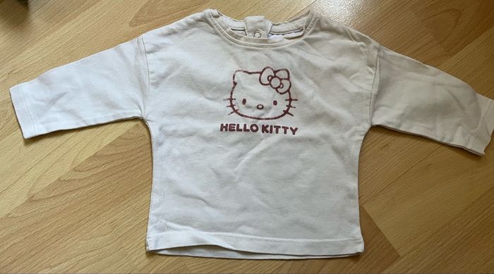 T-shirt blanc manches longues Hello Kitty 1M - photo numéro 1