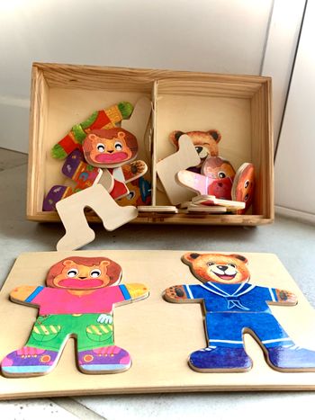 Puzzle 🧩 en bois lionceau 🦁 / ourson 🐻