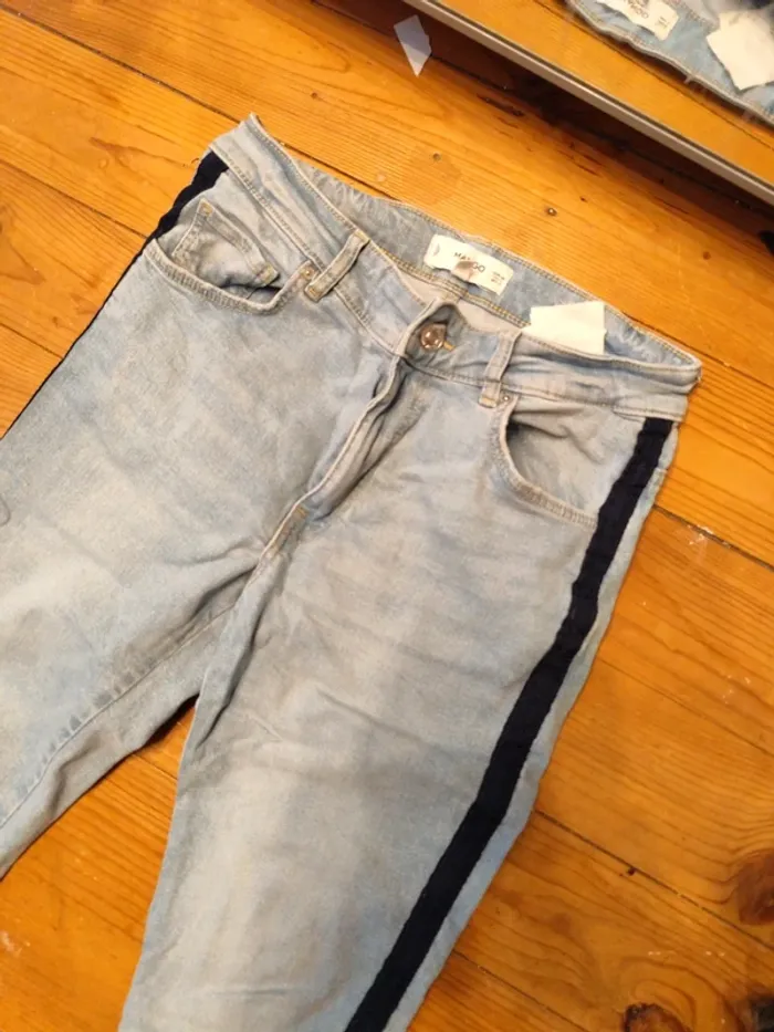 Jean skinny stretch Mango 36 bleu ciel 5 poches - photo numéro 2