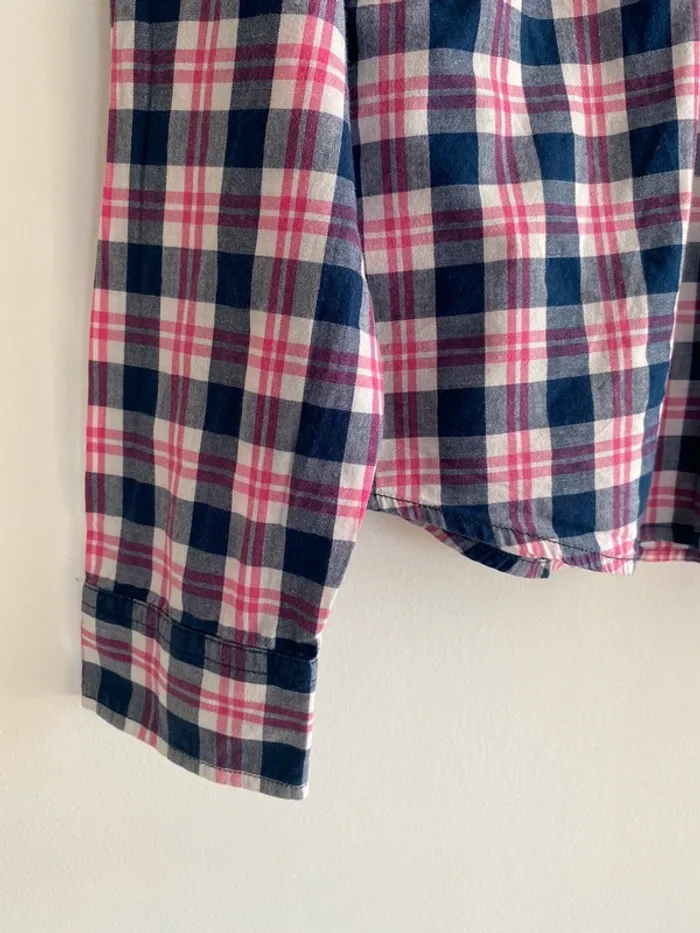 Chemise à carreaux hollister beu crème rose - photo numéro 7