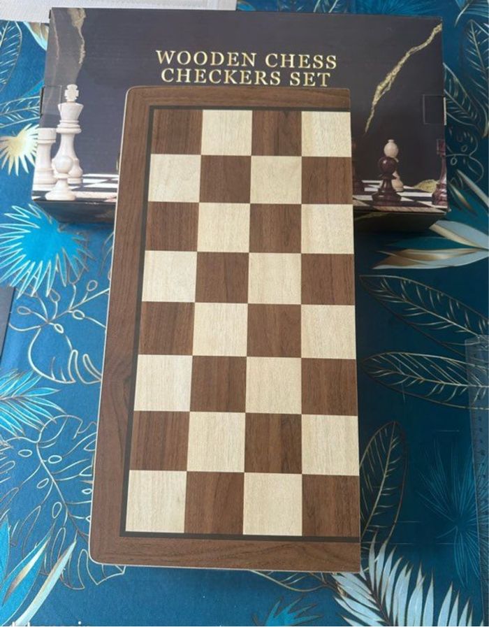Jeu d’échecs en bois premium neuf complet + dames inclus 38 cm - photo numéro 9
