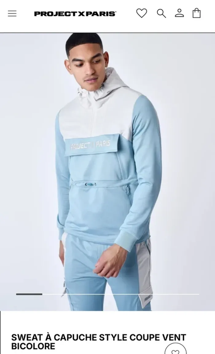Sweat à capuche coupe-vent Project X Paris – Bicolore bleu-gris – Taille S – Neuf - Valeur 89€ - photo numéro 4