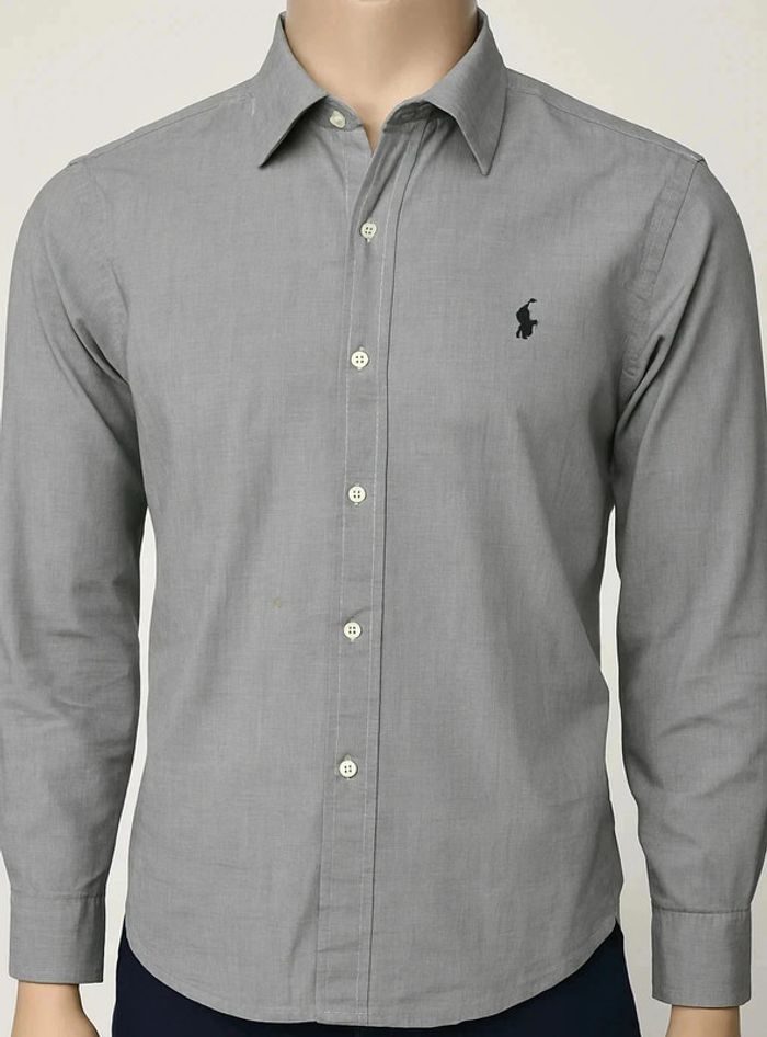 Chemise Ralph Lauren grise à motif micro-carreaux – Élégance intemporelle