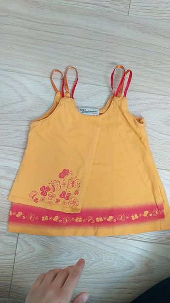 Robe été orange 3 mois fleurs papillon