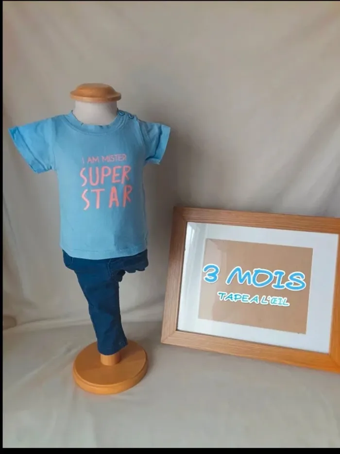 Ensemble adorable "super star" Tape à l'œil garçon 3 mois