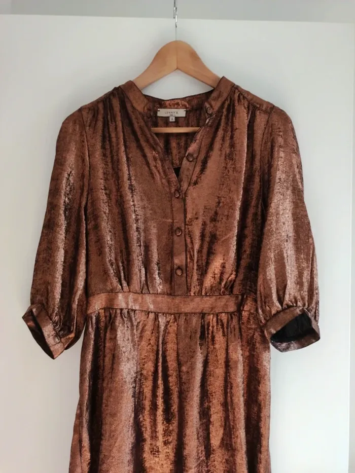 Robe Lenny B Paris - T.2 - cuivré métallisée - très bon état - photo numéro 2