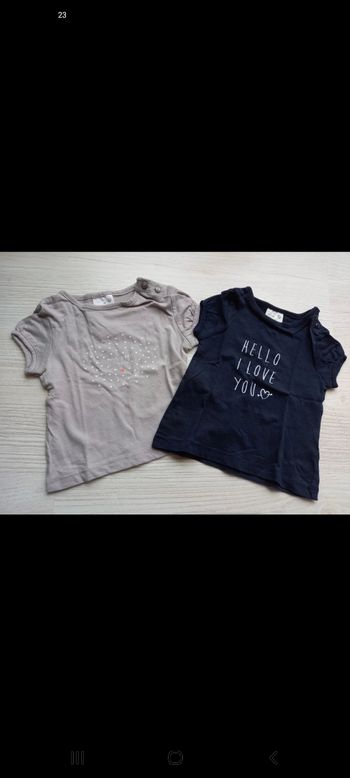 Lot de 2 t-shirts MC fille 1 mois