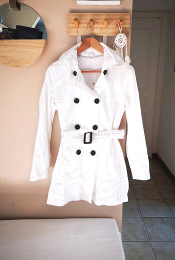 Trench veste manteau long blanc