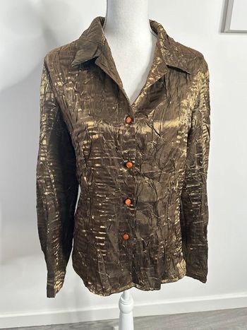 Chemisier froissé doré Bronze Bréal Vintage T2 38 M