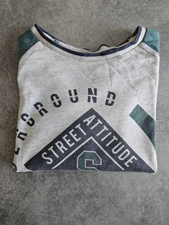 T-shirt de pyjama garçon - Taille 4 ans - Tissaia - Gris et vert