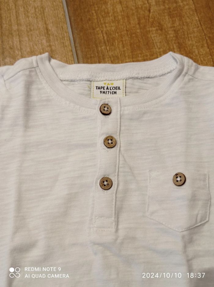 Ensemble salopette Camel + tee shirt écru 9 mois - photo numéro 6