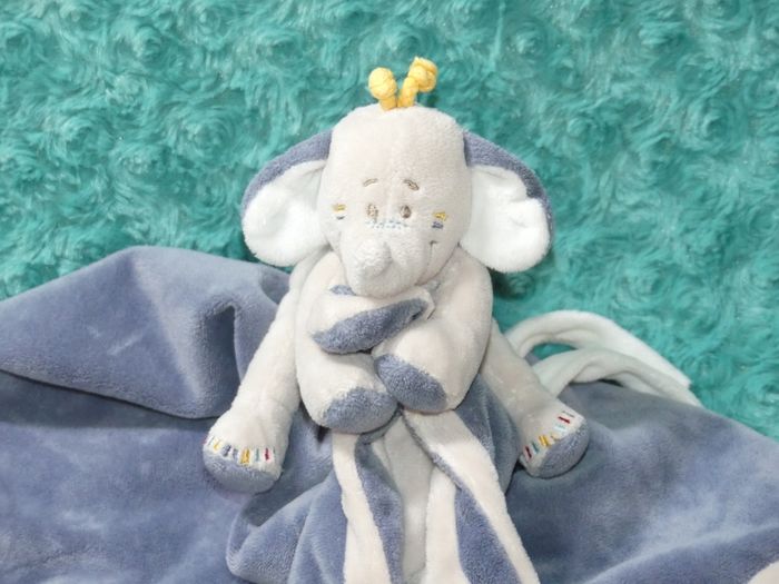 Doudou couverture éléphant Bao bleu beige Noukie's 🐘tbe