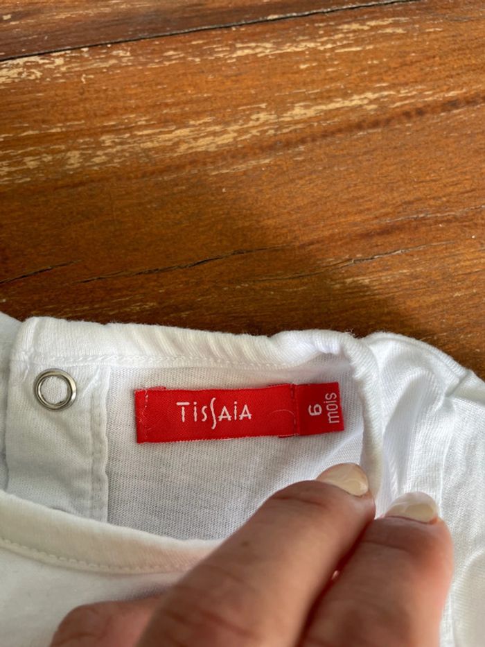 T-shirt manches courtes blanc avec motifs soleil et vacances Tissaia 6 mois - photo numéro 3
