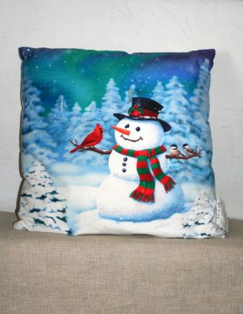 Coussin Bonhomme de neige led 40x40cm