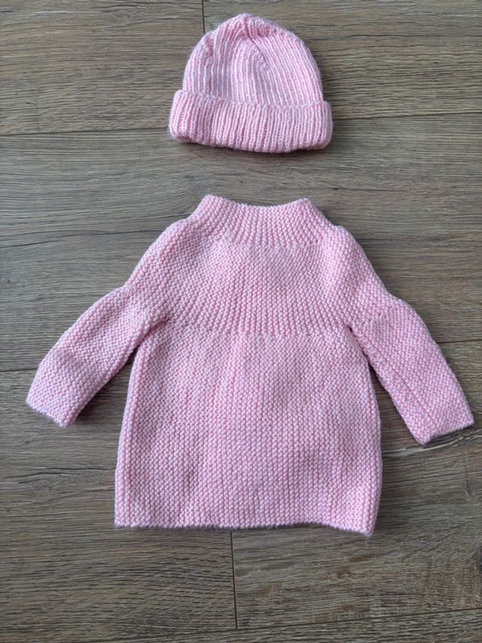 Gilet et bonnet naissance tricot - photo numéro 3