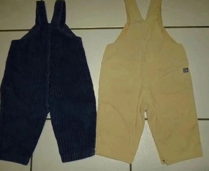 Lot de 2 salopettes garçon beige et bleu taille 6 mois tex/tom pouce -