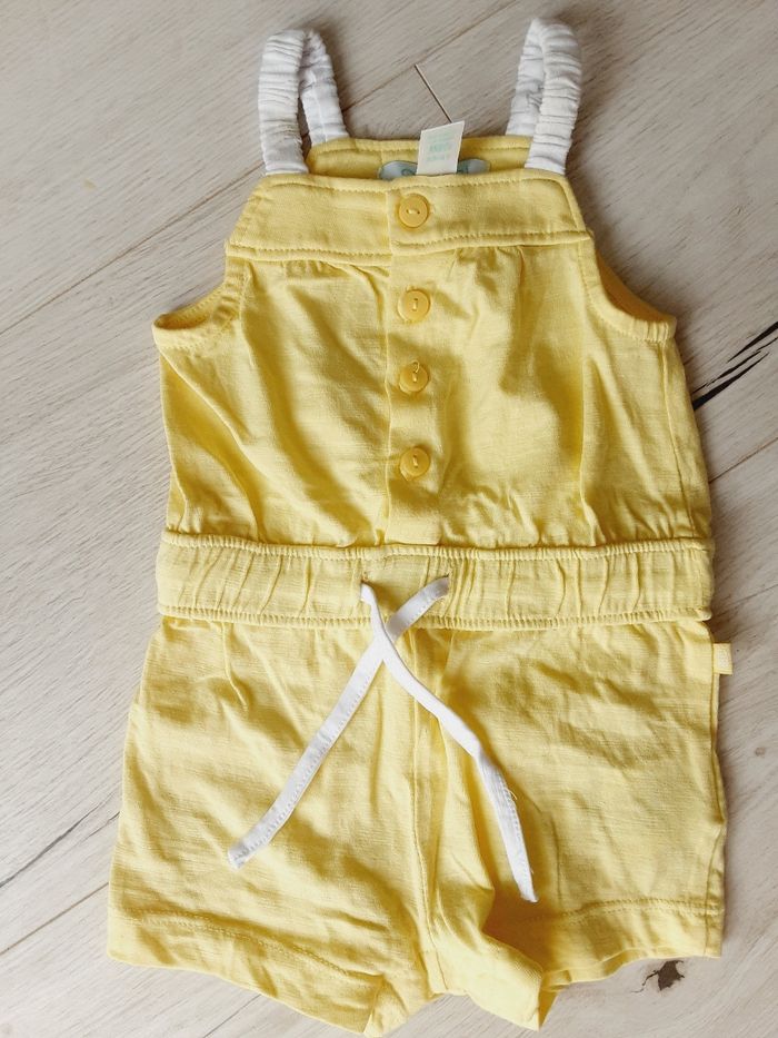 Vêtement bébé fille combinaison bretelles jaune Obaïbi 3 mois Neuve