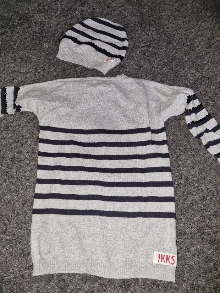 Lot IKKS Pull long 3 ans + bonnet assorti - photo numéro 2
