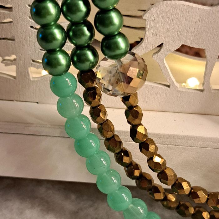 Collier chic vert doré et bronze multi rang - photo numéro 5