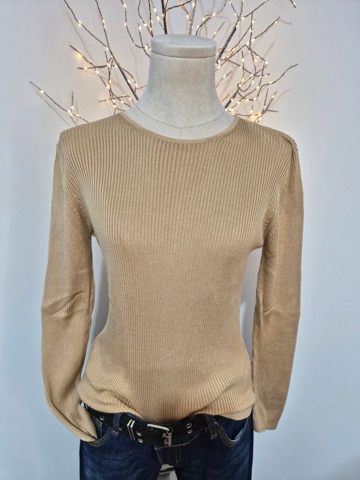 Top en soie côtelée beige – Soie Pour Soi – Taille unique – 100% soie – Très bon état - photo numéro 2