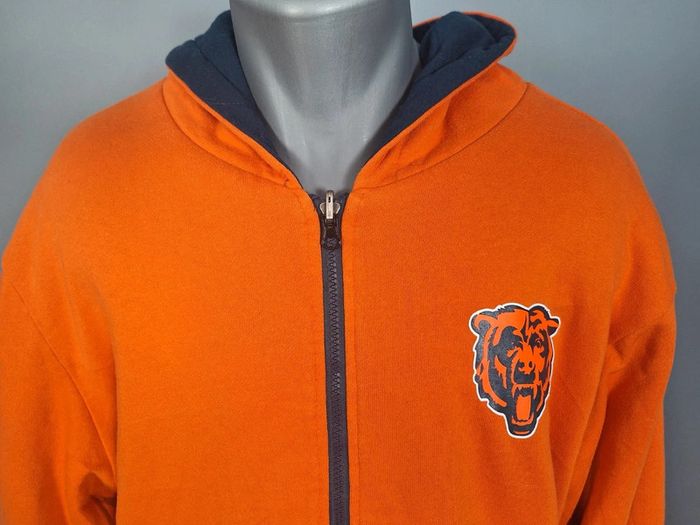 Veste épaisse a capuche NFL réversible homme / orange et bleu taille 2XL floqué (248) - photo numéro 11
