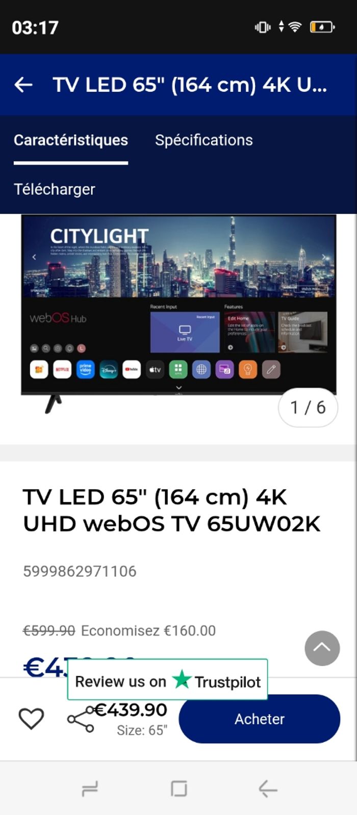 TV LED 164 cm smart tech - photo numéro 3