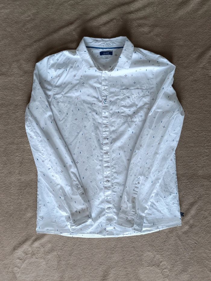Chemise blanche à motifs Okaidi taille 14 ans