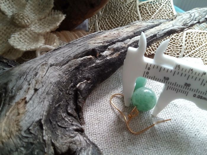 Boucles d'oreilles pierres d'aventurine verte 💚. - photo numéro 2