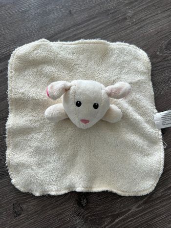 Doudou plat Mouton écru rose tomawak
