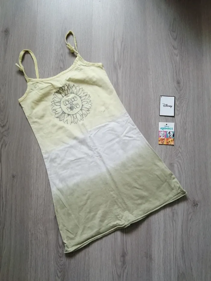 Robe tie and dye tricolore à fines bretelles imprimé fleur / in extenso / (8ans)