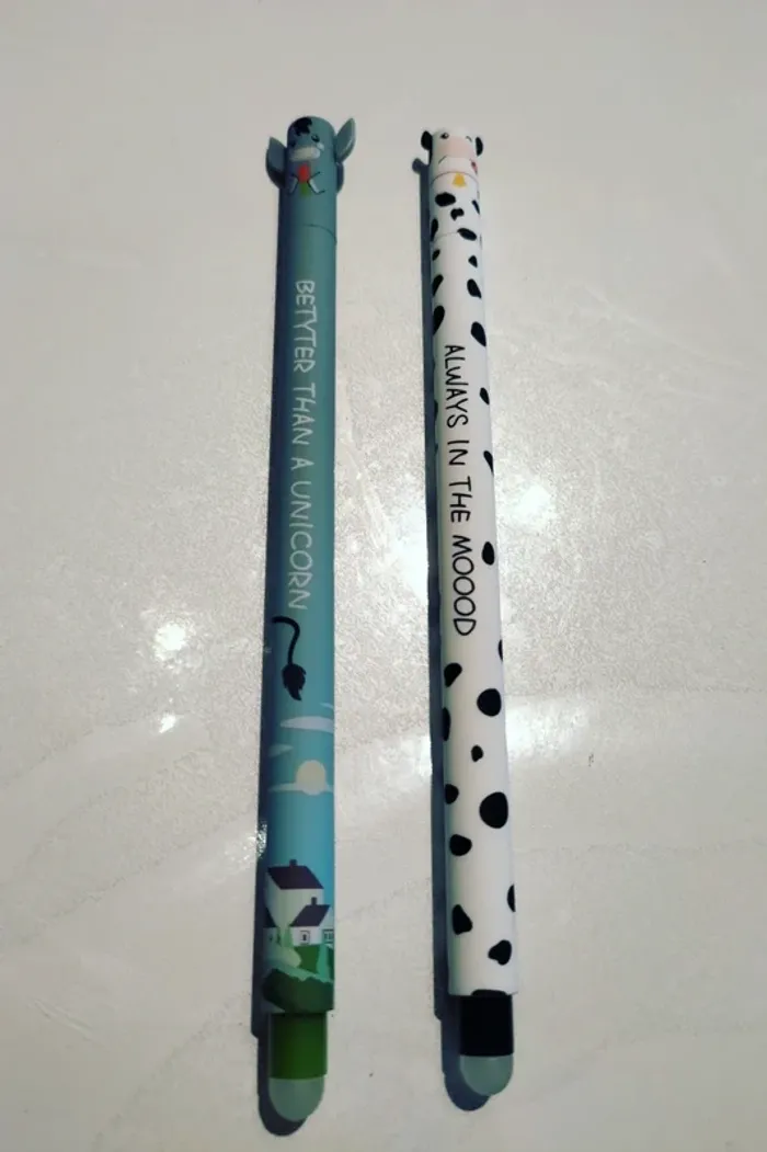 2 stylos effaçable animaux de la ferme style legami