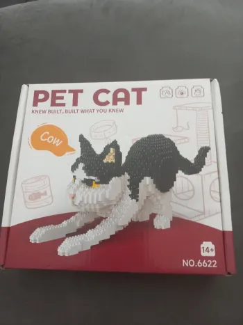 Construction bricks chat noir et blanc mini briques