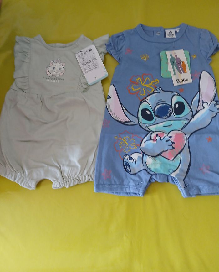 lot 2 barboteuse combishort fille disney 60 cm 3 mois - photo numéro 1