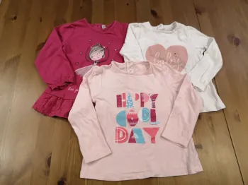 Lot 3 tshirts 24 mois rose blanc