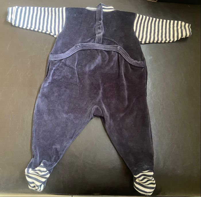 Grenouillère rayée »Petit Bateau »bleu marine et blanche - photo numéro 2