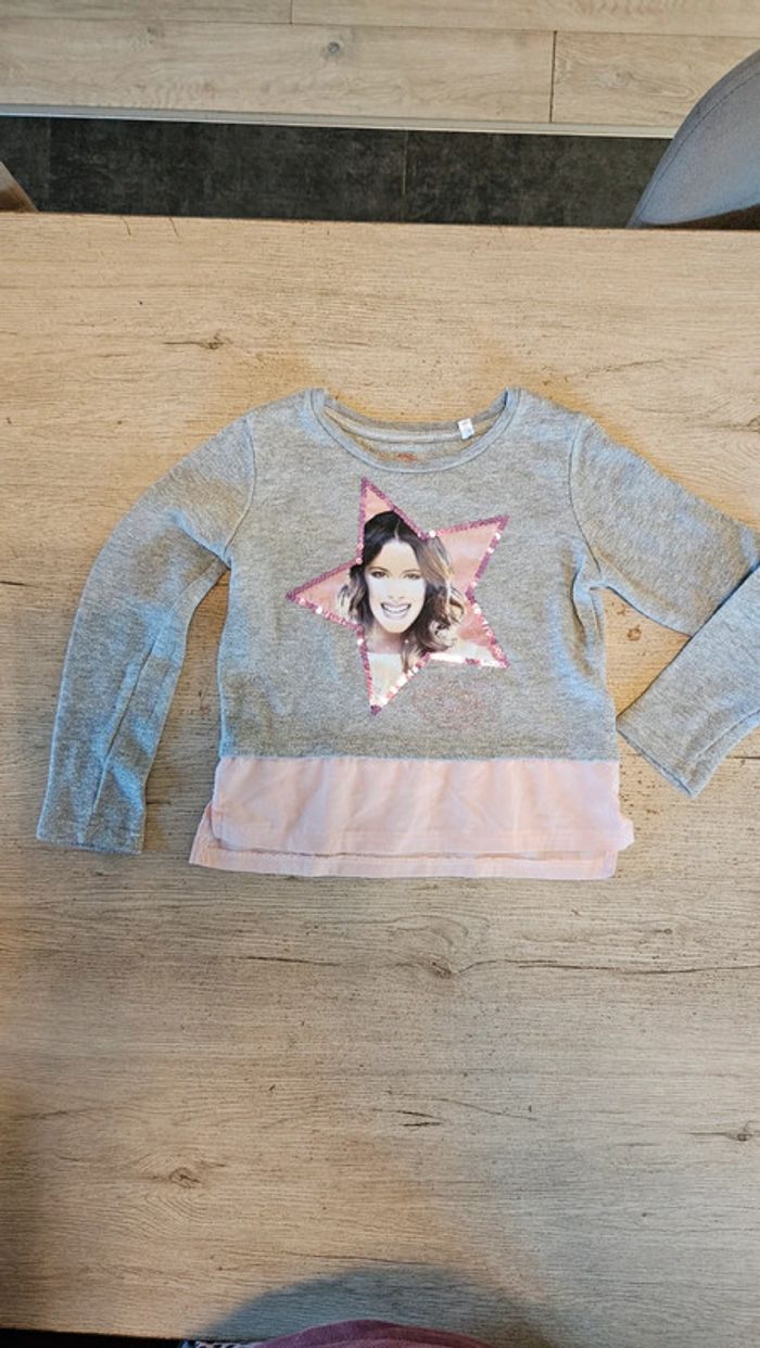 Pull léger à manches longues, gris clair, Disney, Violetta, 8 ans - photo numéro 2
