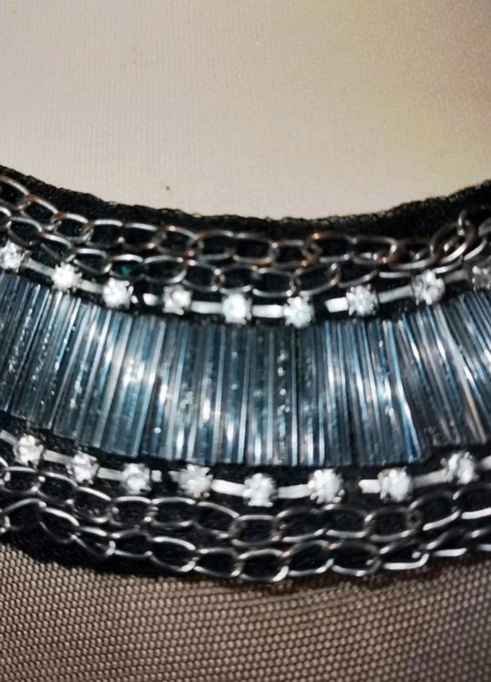 💎haut sexy chic femme top de soirée t S noir col bijoux y2k 90s 2000 vintage - photo numéro 6