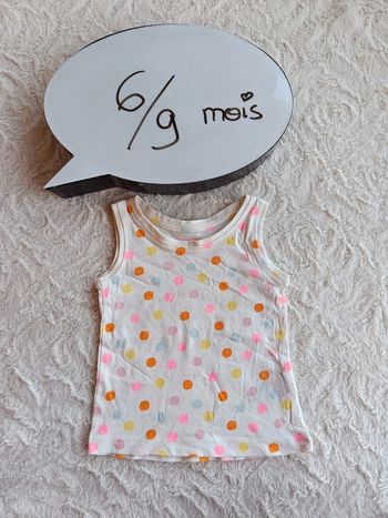 Débardeur tee shirt sans manche Fille 6/9 mois Primark 100% coton
